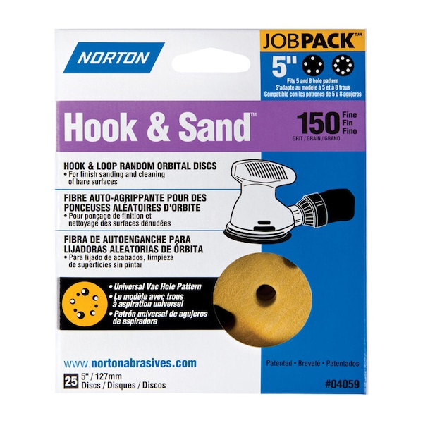 5 in Dia, 8 Hole, Aluminum Oxide, 150 Grit, Coated Type